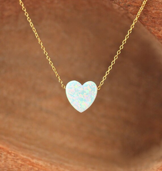 Opal heart necklace - love necklace - valentines necklace - gold heart necklace - silver heart necklace - 14k gold filled - sterling silver