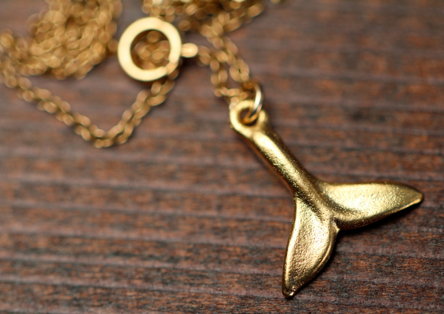 Whale Tail Yellow Gold Plated Necklace | Katie Mullally | Wolf & Badger