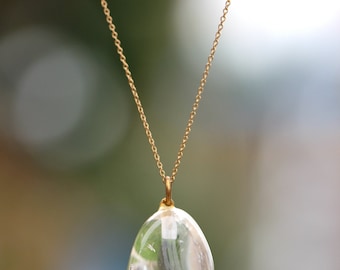 Crystal necklace - quartz crystal necklace - Healing necklace - a perfectly polished rose quartz on a 14k gold vermeil chain