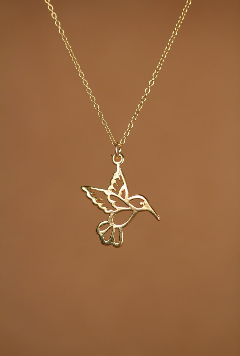 Humming Bird Necklace Gold Hummingbird Necklace Silver Etsy