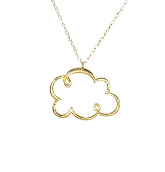 Gold cloud necklace, storm cloud pendant, rain city, rain cloud, kawaii necklace, cute gift idea, boho necklace, nature lover