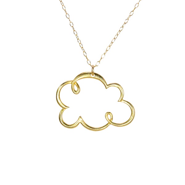 Gold cloud necklace, storm cloud pendant, rain city, rain cloud, kawaii necklace, cute gift idea, boho necklace, nature lover