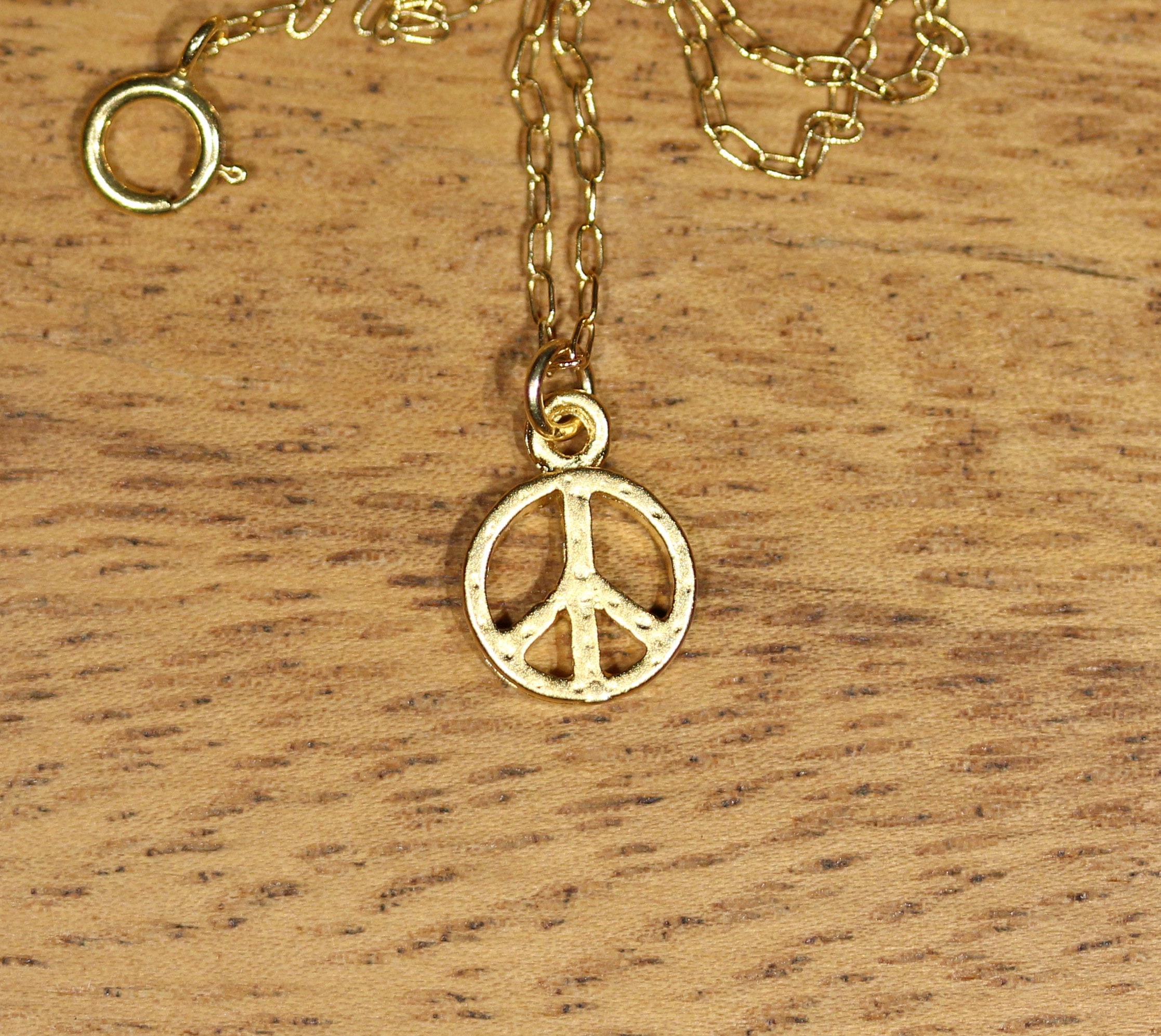 Dainty Gold Peace Sign Necklace Peace Symbol Jewelry Best  Etsy