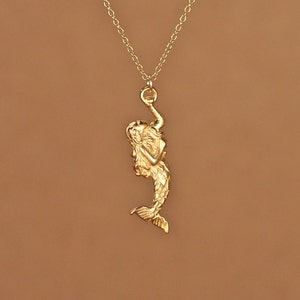 Mermaid necklace, gold mermaid pendant, sea princess, beach jewelry, a 14k gold vermeil mermaid on a 14k gold filled chain
