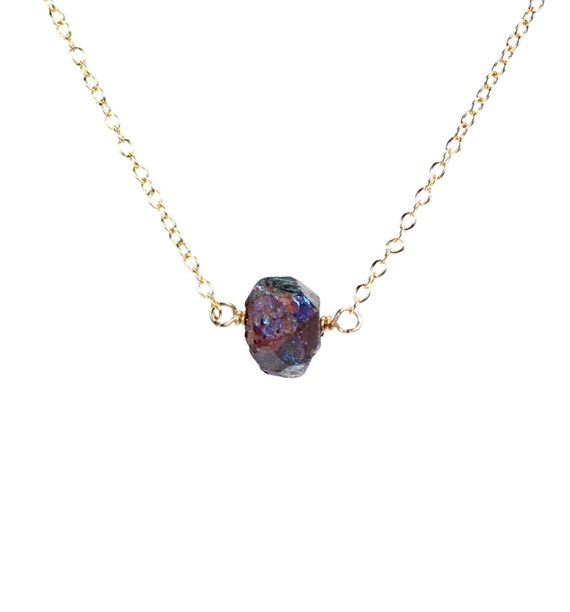 Red Garnet Necklace: January Birthstone Pendant, Dainty 14k Gold Filled Chain
