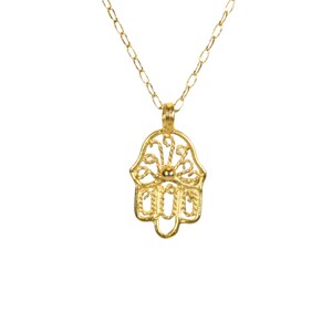 Gold hamsa necklace, hand of god, amulet necklace, good luck necklace, a dainty gold Hamsa on a dainty 14k gold filled chain