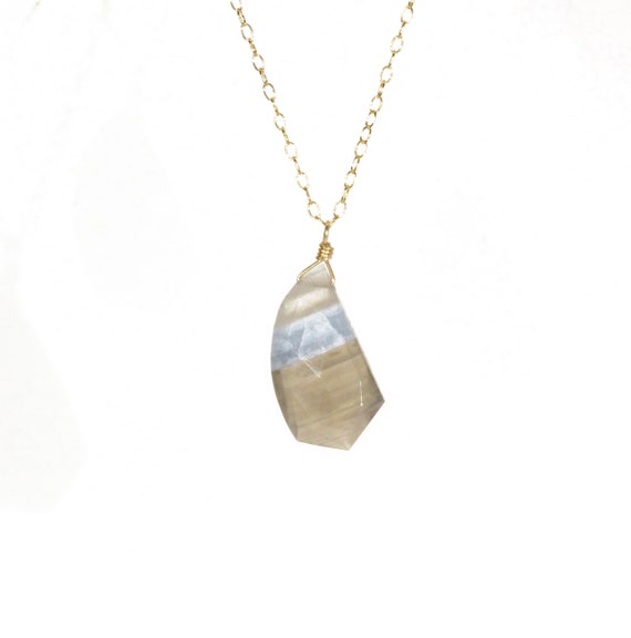 Blue lace agate necklace, healing stone necklace, protection necklace, light blue and gray necklace, 14k gold filled chain