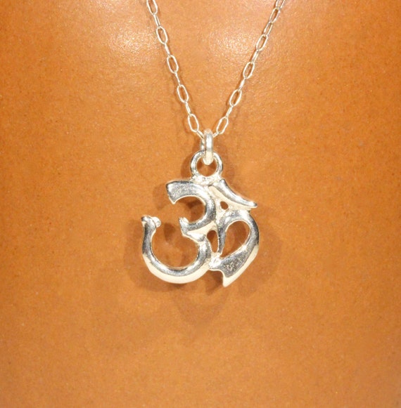 Ohm necklace in sterling silver, spiritual necklace, yoga necklace, gold ohm pendant, peace necklace, a silver aum on sterling silver chain