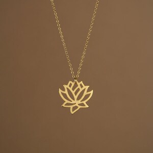 Silver lotus necklace gold lotus flower yoga necklace blooming flower a little lotus flower on a sterling silver chain image 5