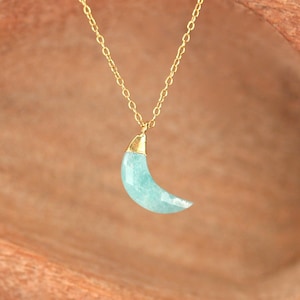 Crescent moon necklace - crystal moon necklace - quartz necklace - rutilated quartz necklace - gold moon necklace - moon vibes