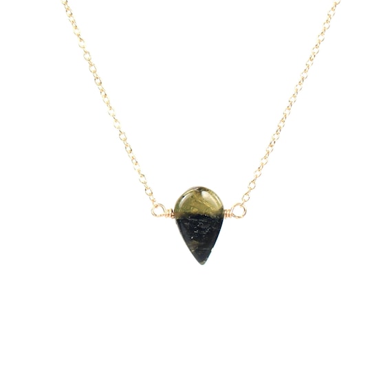 Dainty tourmaline necklace, energy crystal necklace, chakra pendant, thin gold necklace, October birthstone jewelry