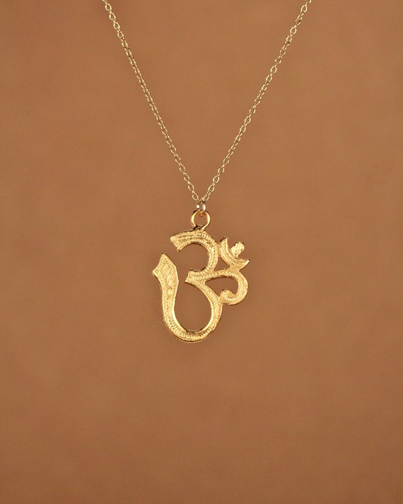 Ohm necklace, gold ohm necklace, aum, om, omkara, yoga necklace, pranava, a 14k gold vermeil ohm on a 14k gold filled chain