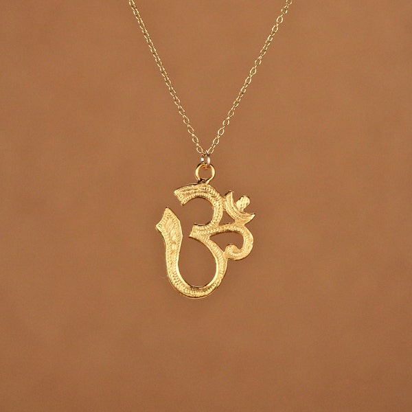 Ohm necklace, gold ohm necklace, aum, om, omkara, yoga necklace, pranava, a 14k gold vermeil ohm on a 14k gold filled chain