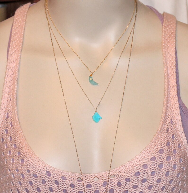 Crescent Moon Necklace Crystal Moon Necklace Quartz Etsy