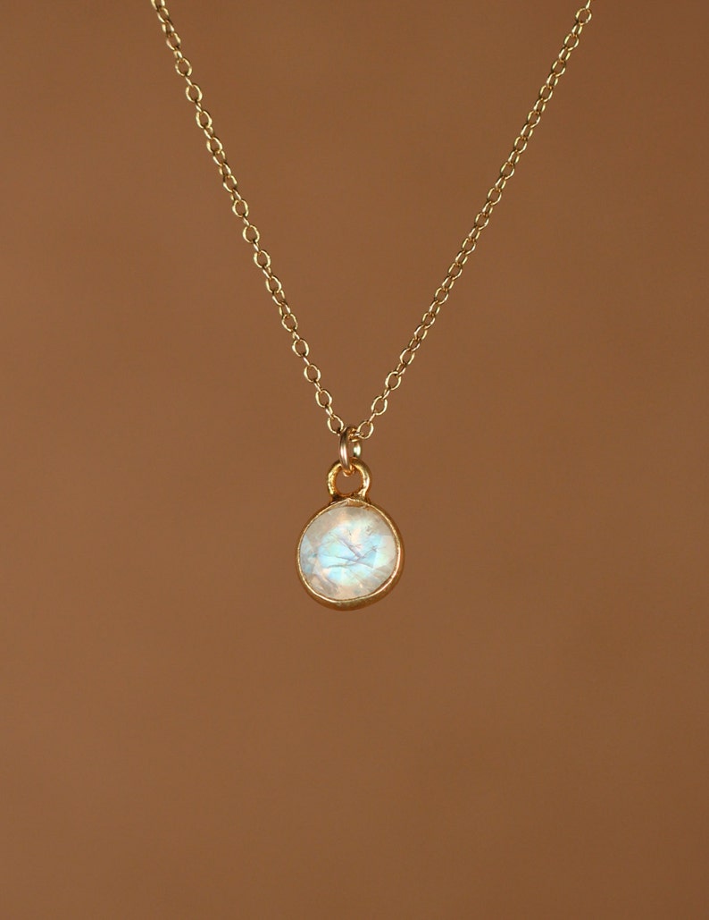 Moonstone Necklace Gold Moonstone June Birthstone Tiny Etsy