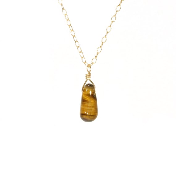 Tiger eye necklace, healing crystal necklace, cats eye necklace, minimalist necklace, dainty gold tigers eye necklace