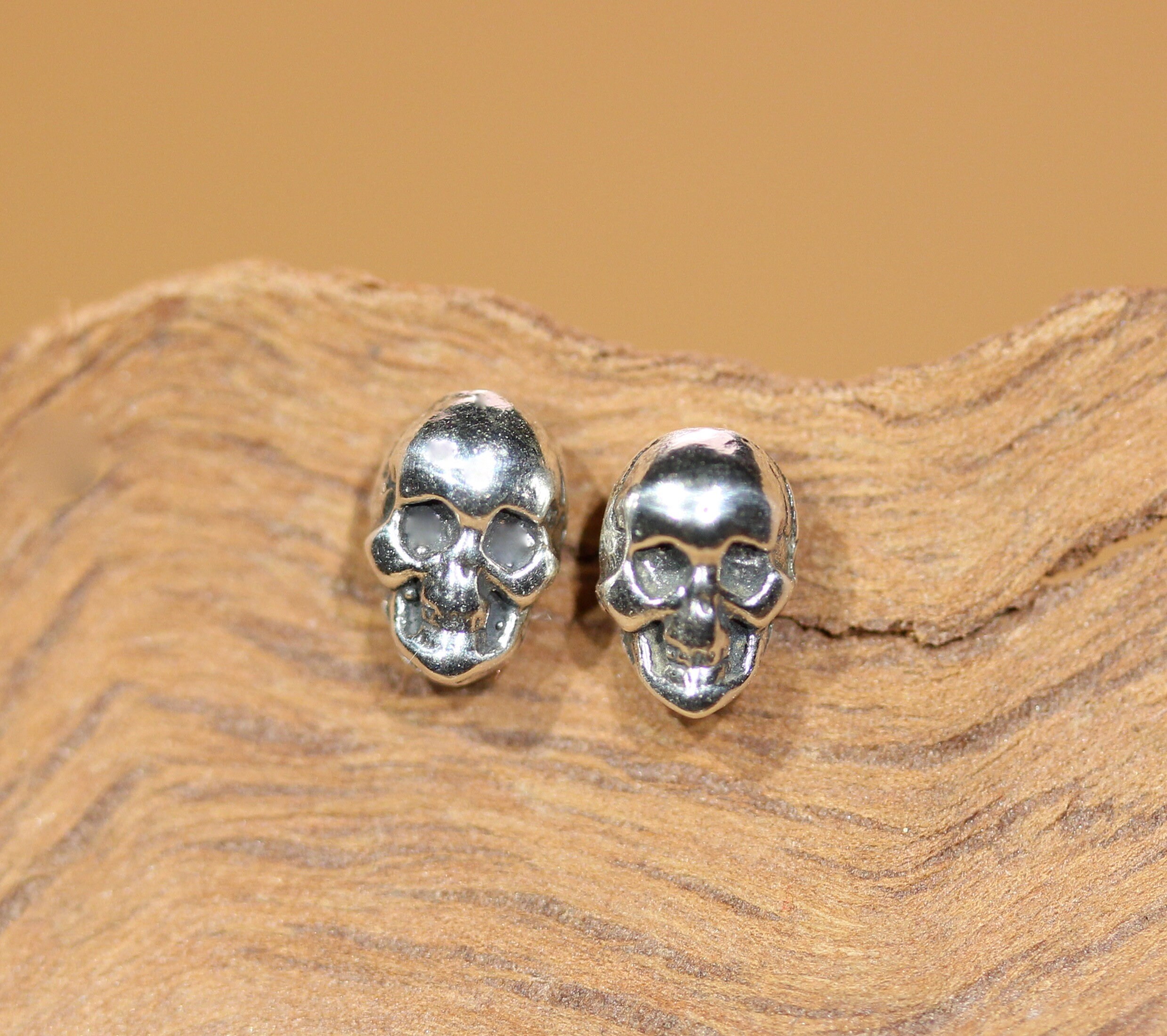 Silver skull earrings, skeleton earrings, skull jewelry, mens stud ...