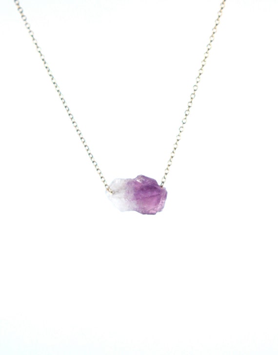 Raw amethyst necklace - crystal necklace - february birthstone - healing crystal - a raw amethyst nugget on a 14k gold vermeil chain - 4024