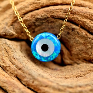 Evil eye necklace - talisman necklace - opal evil eye - nazar - protection - amulet necklace