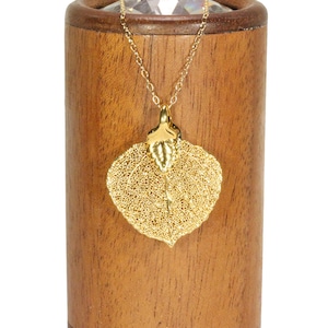 Gold leaf necklace, real gold leaf, nature jewelry, gold dipped aspen leaf, a gold plated leaf on a 14k gold filled chain
