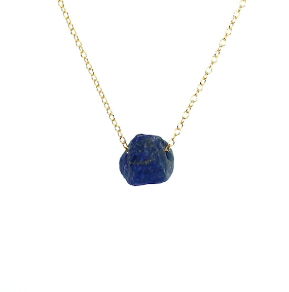 Lapis necklace, lapis lazuli, December birthstone, blue stone necklace, healing necklace, raw crystal, 14k gold filled chain