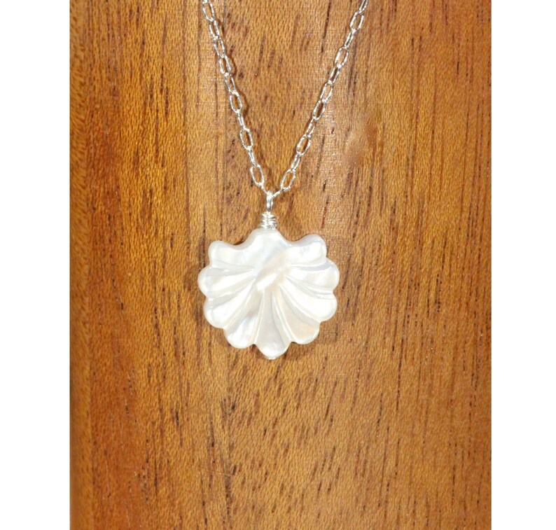 Surfer Shell Chain Sea Shell Mother of Pearl Necklace: Surfer Pendant, Tropical Jewelry ...