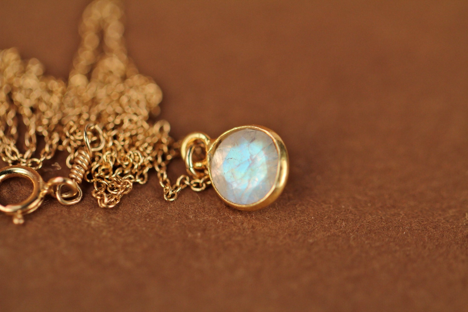 Moonstone Necklace Gold Moonstone June Birthstone Tiny Moonstone