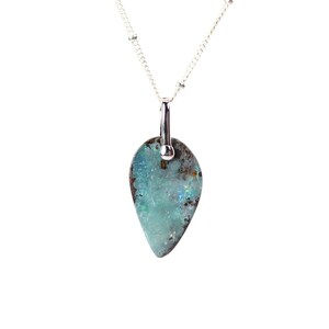 Boulder opal necklace, fine jewelry, opal silver necklace, fire opal, australian opal, a boulder opal on a stelring silver chain