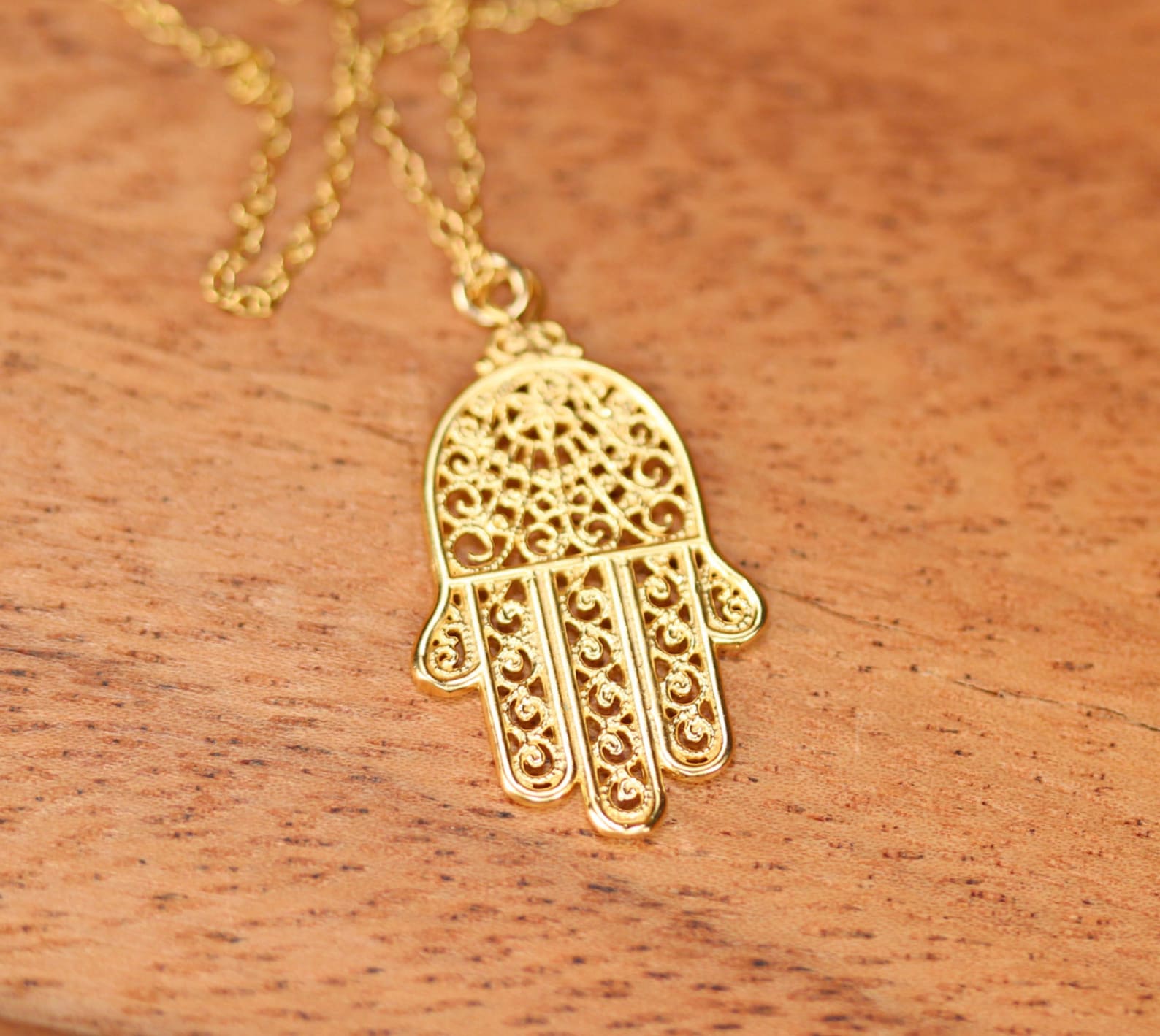 Hamsa Necklace Gold Hamsa Charm Hand of God Amulet Etsy