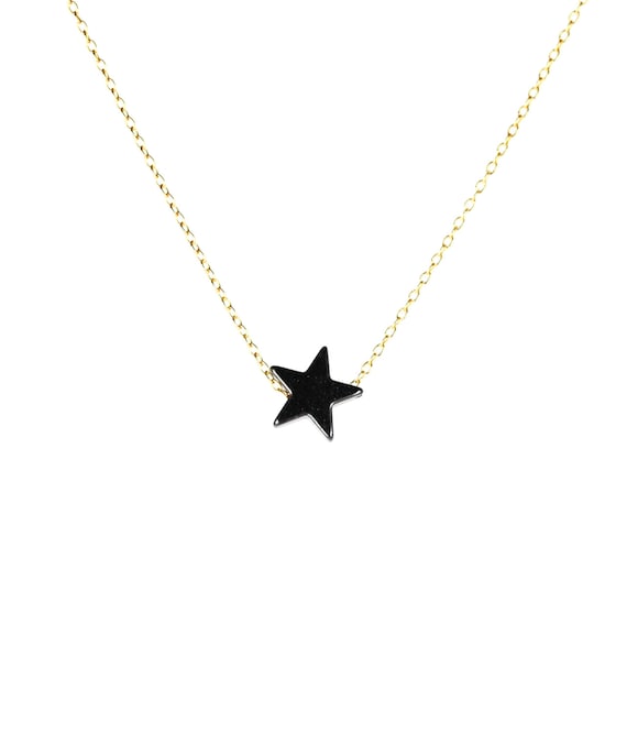 Tiny star necklace - hematite necklace - star necklace -  healing necklace - a tiny hematite star hanging from a 14k gold filled chain