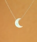 Moon necklace - opal moon necklace - crescent moon necklace - a half moon hanging from a 14k gold vermeil or sterling silver chain 