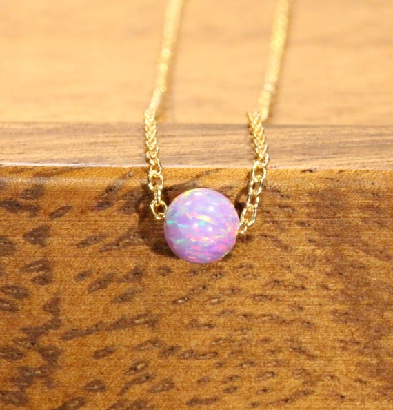 Tiny Lavender Opal Necklace: 14k Gold Filled or Sterling Silver