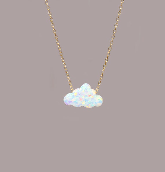 Opal cloud necklace, opal jewelry, cloud necklace, fire opal necklace, cute necklace, dainty 14k gold filled chain