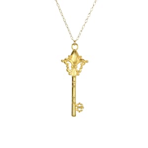Gold key necklace, skeleton key jewelry, fancy key necklace, friendship necklace, anniversary gift, key to my heart, 14k gold filled chain