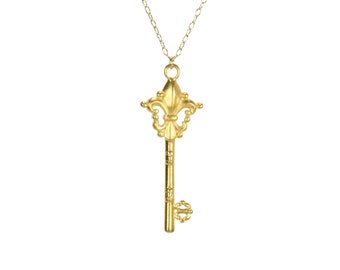 Gouden sleutelketting, lopersieraden, mooie sleutelketting, vriendschapsketting, jubileumcadeau, sleutel tot mijn hart, 14k gold filled ketting