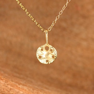 Sand dollar necklace, circle necklace, dainty sea star necklace, gold sand star, gift for her under 25, 14k gold filled chain