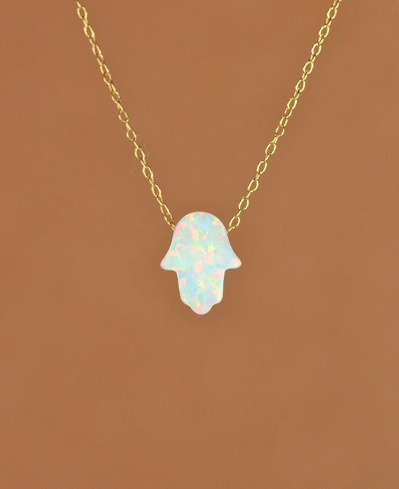 Hamsa necklace - opal hamsa necklace - good luck charm - hand of god - blue hamsa - pink opal - gold hamsa necklace - silver hamsa necklace