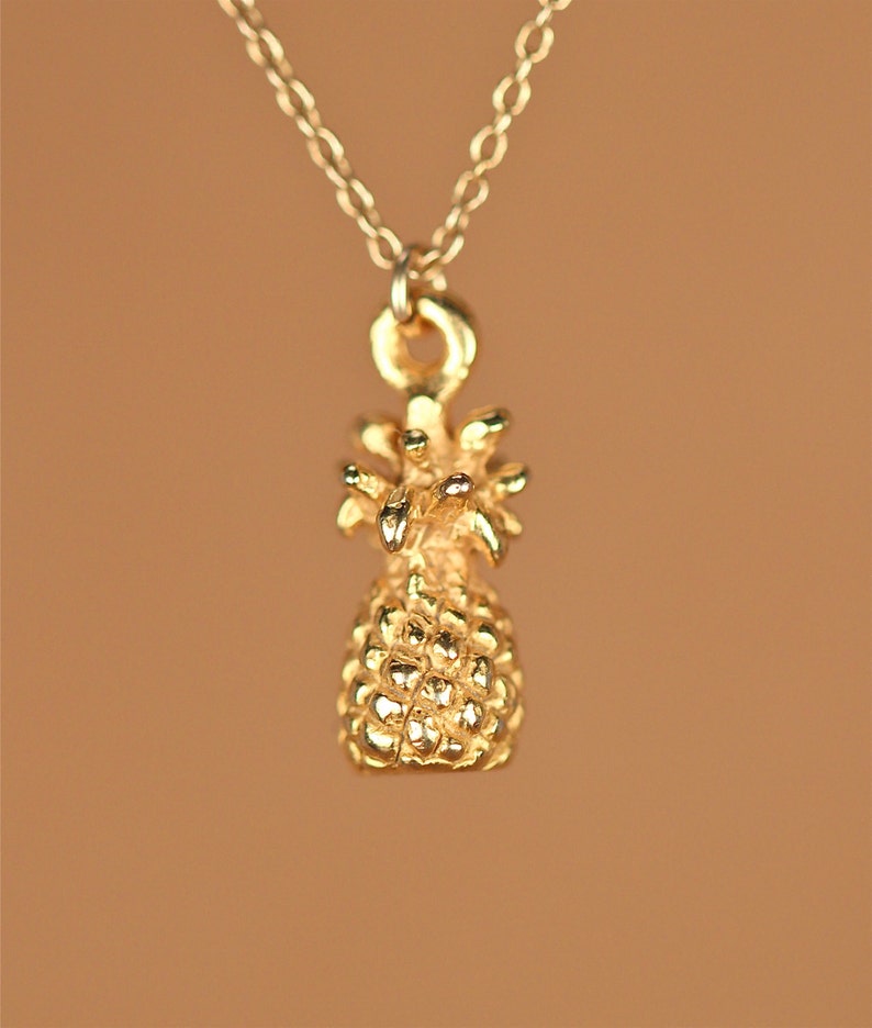 Pineapple Necklace Little Gold Pineapple Necklace Fruit Etsy
