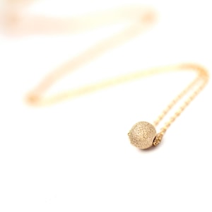 Tiny gold bead necklace - tiny gold ball necklace - delicate gold necklace - tiny gold solitaire necklace - bridal necklace
