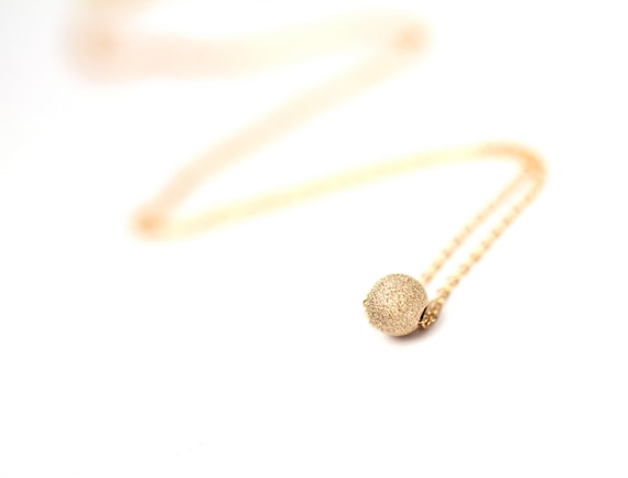 Tiny gold bead necklace - tiny gold ball necklace - delicate gold necklace - tiny gold solitaire necklace - bridal necklace