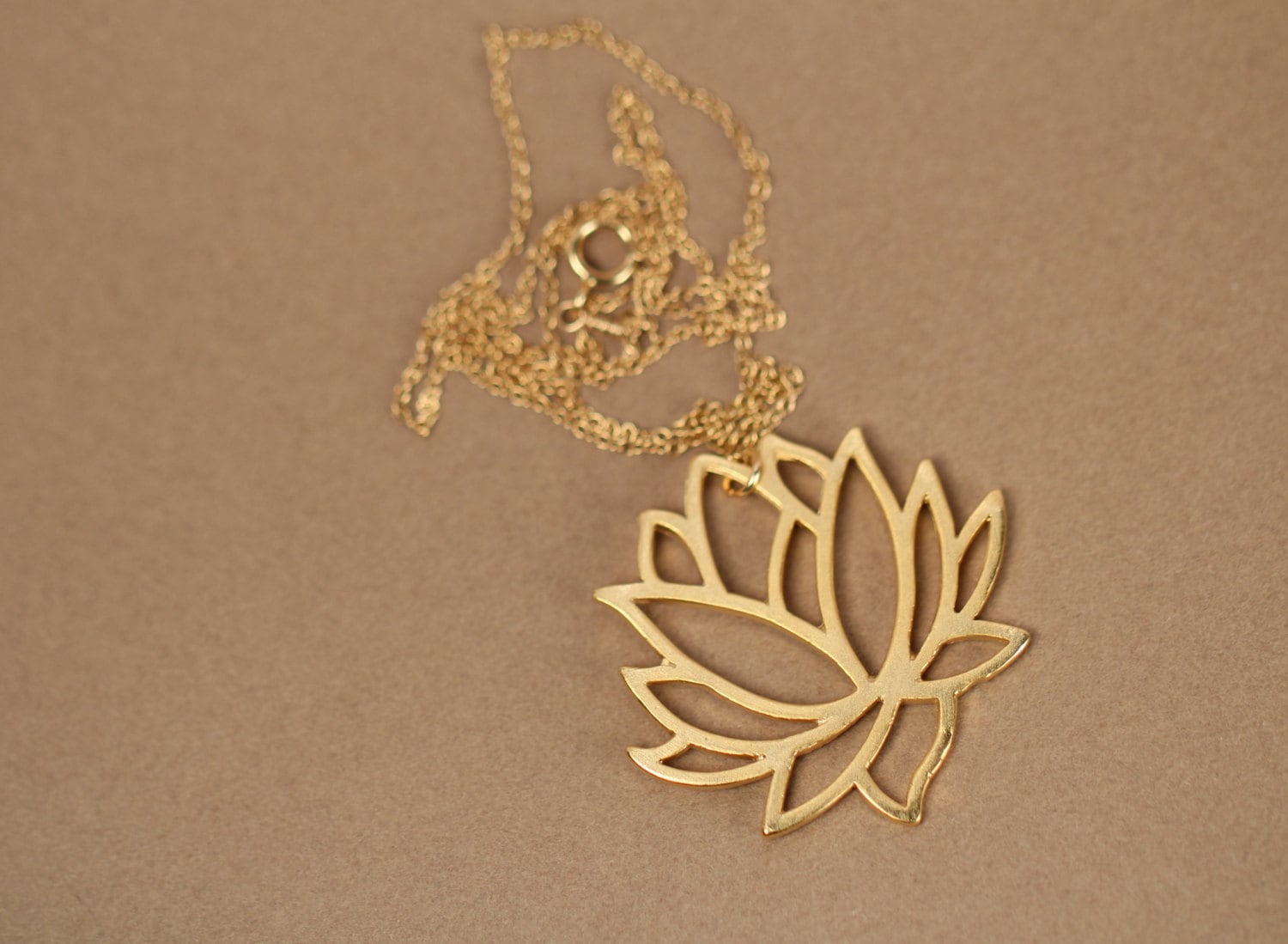 Lotus necklace, gold lotus flower necklace, blooming flower jewelry ...