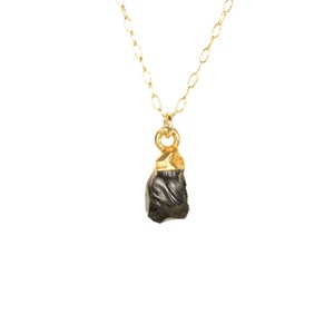 Black onyx necklace, raw crystal necklace, healing stone pendant, chakra necklace, goth necklace, a raw onyx on a 14k gold filled chain