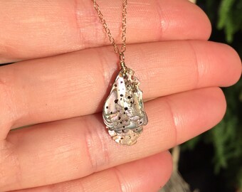 Abalone Necklace: Natural Rainbow Shell, 14k Gold Filled Chain