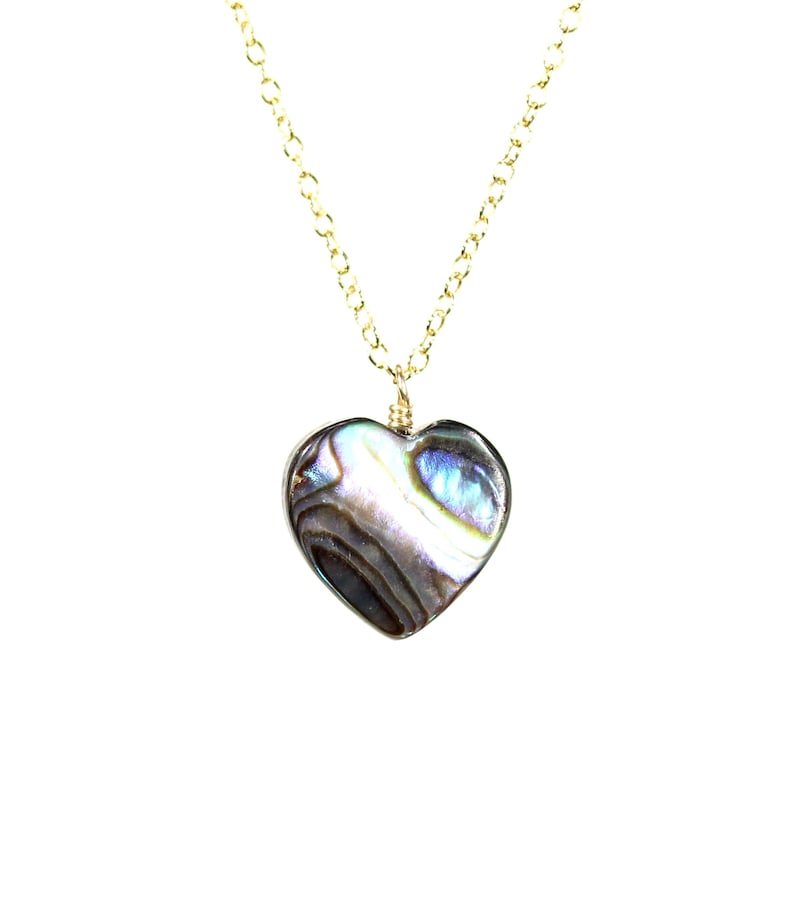 rainbow heart shell heart pendant rainbow shell heart necklace love necklace Abalone necklace anniversary gift shell necklace