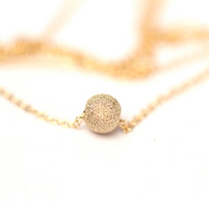Tiny gold ball necklace - tiny gold bead necklace - delicate gold necklace - tiny gold solitaire necklace - bridal necklace