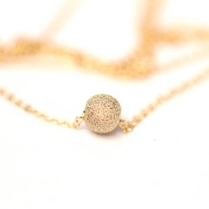 Tiny gold ball necklace, gold dot necklace, delicate gold everyday necklace for her, floating solitaire necklace, stardust bead necklace