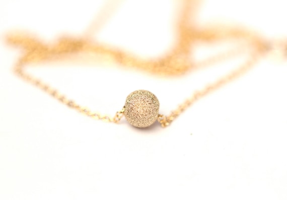 Tiny gold ball necklace, gold dot necklace, delicate gold everyday necklace for her, floating solitaire necklace, stardust bead necklace