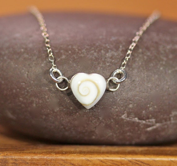 Shiva shell heart necklace, white heart pendant, infinity necklace, eternity pendant, keepsake, heart necklace silver, sentimental charm