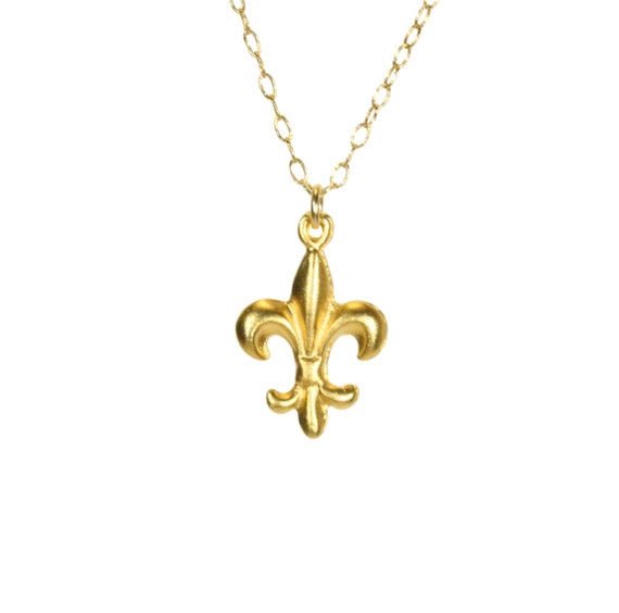 Fleur de lis necklace - layering necklace - french necklace - a 14k gold vermeil fleur de lis hanging from a 14k gold filled chain
