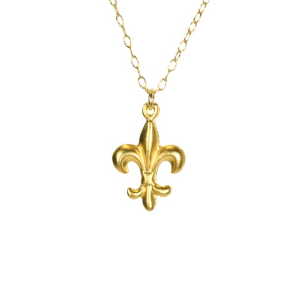 Fleur de lis necklace - layering necklace - french necklace - a 14k gold vermeil fleur de lis hanging from a 14k gold filled chain